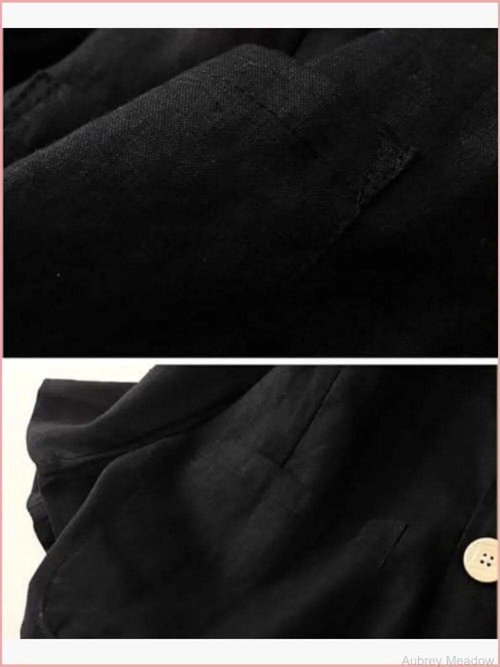 Linen Blazer 3/4 Sleeve Notch Lapel Button Front Work Casual Jacket with Pockets